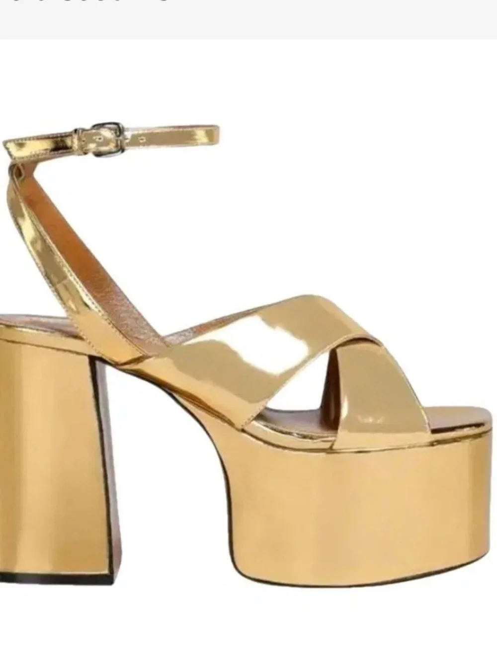 MARNI Gold Platform Block Heel Sandals - Women's Ankle Strap